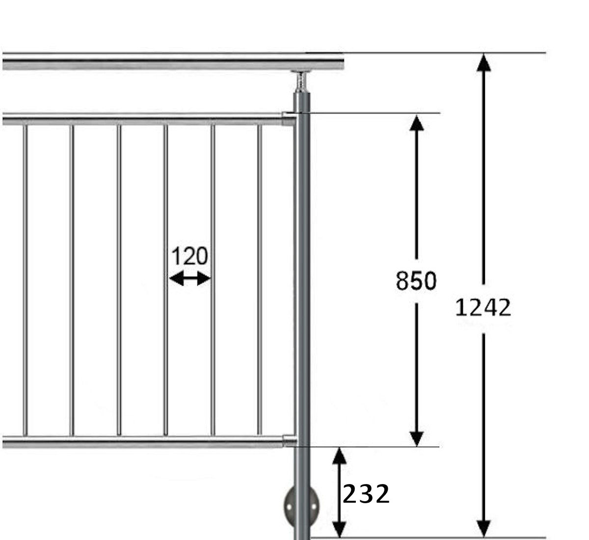 Maße für Stabgeländer vorgesetzt