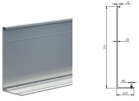 Abdeckprofil für Bodenprofil 2.0 und 2.0 light in 300 mm Abdeckprofil für Bodenprofil 2.0 und 2.0 light in 300 mm