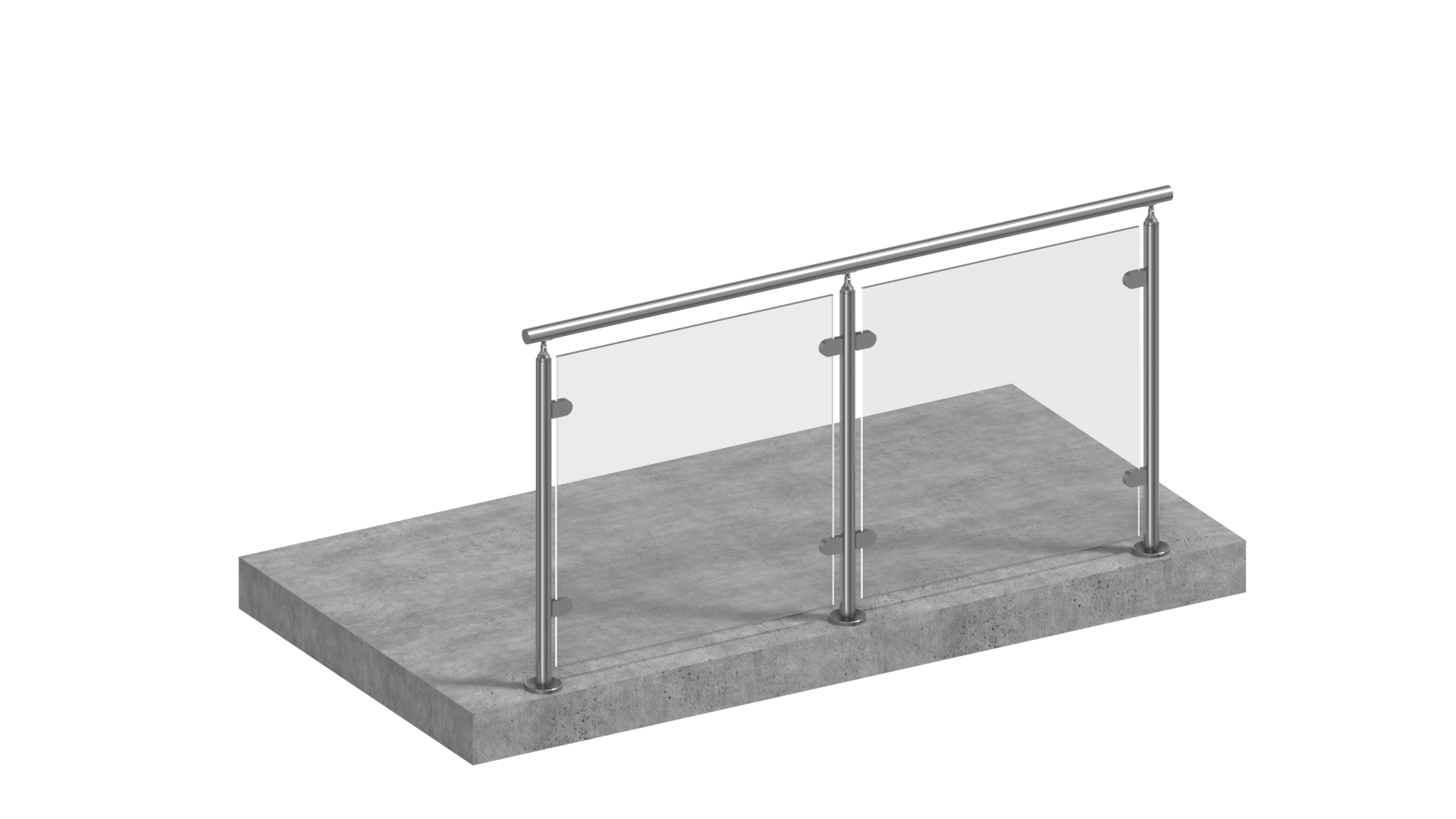 Edelstahl Glasgeländer I-Form aufgesetzt mit Sicherheitsglas klar