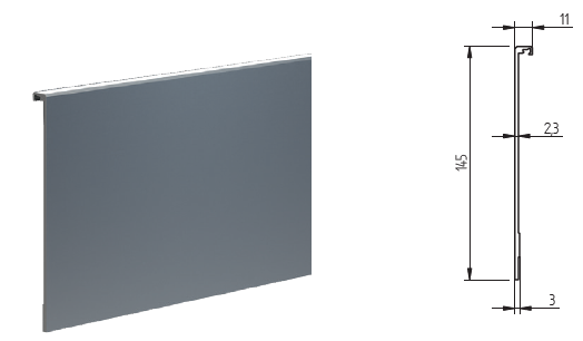 Abdeckprofil für Bodenprofil 2.0 in 145 mm