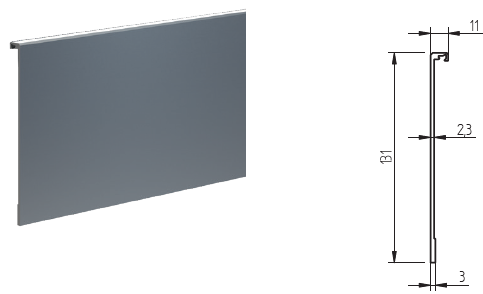 Abdeckprofil für Bodenprofil 2.0 in 131 mm