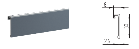 Abdeckprofil für Bodenprofil 2.0 in 30 mm