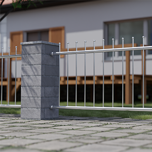 Hochwertiger Zaun aus Edelstahl mit Zierstäben