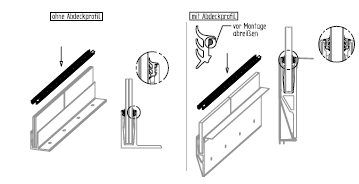 Montage des Handlaufs mit Gummidichtung auf der Glaskante