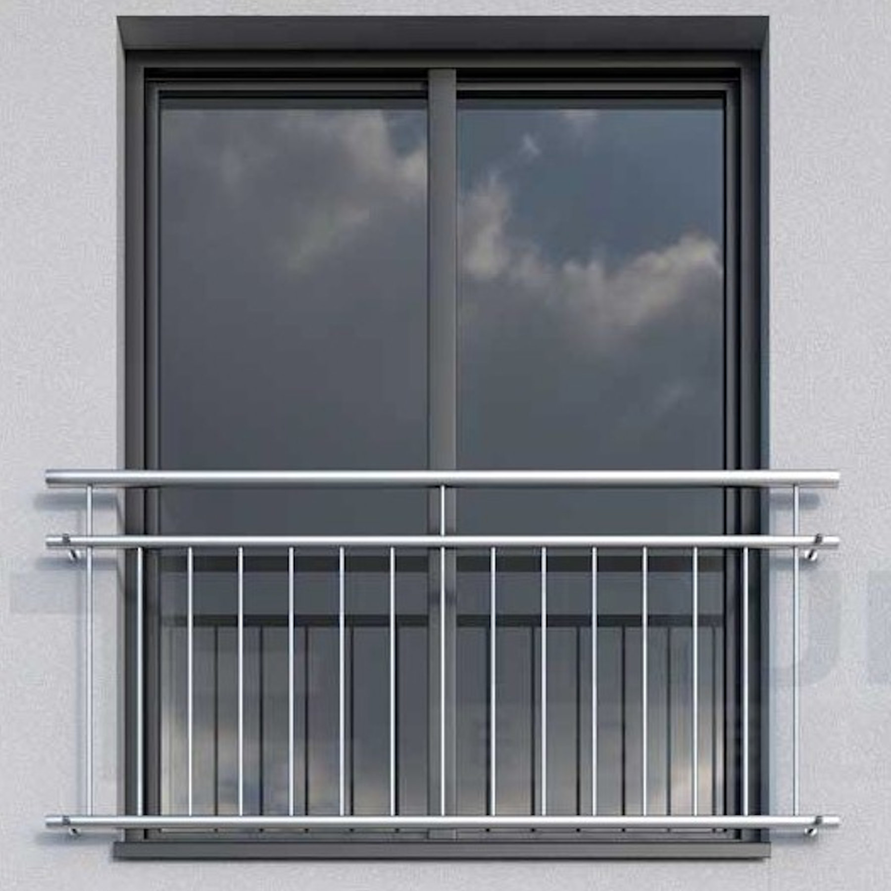 Französischer Balkon aus Edelstahl Standardmaß 116 / 130 / 186