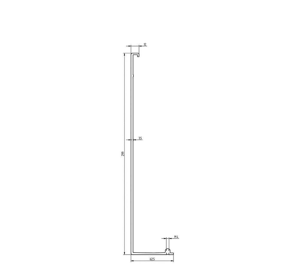 Zeichnung des Abdeckprofil fuer erhöhtes vorgesetzte Montage