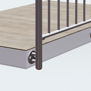 Edelstahl Stabgeländer stirnseitige Montage vor der Bodenplatte