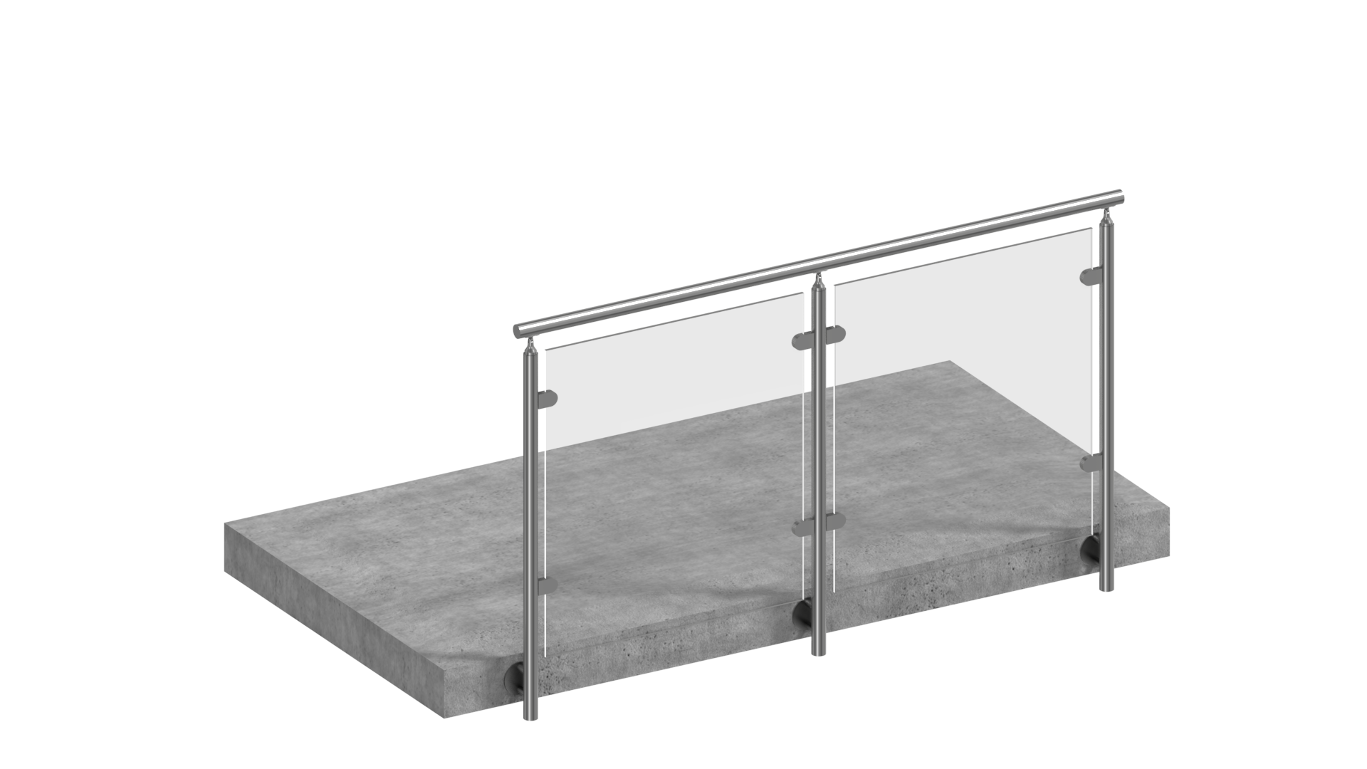 Edelstahl Glasgeländer I-Form vorgesetzt mit Sicherheitsglas klar